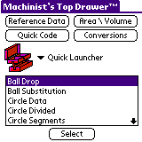 Machinist's Top Drawer for Palm OS